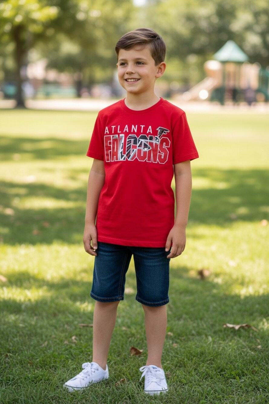 Atlanta Falcons Youth T Shirt Red NFL Team Apparel Size 8 Football Graphic Tee